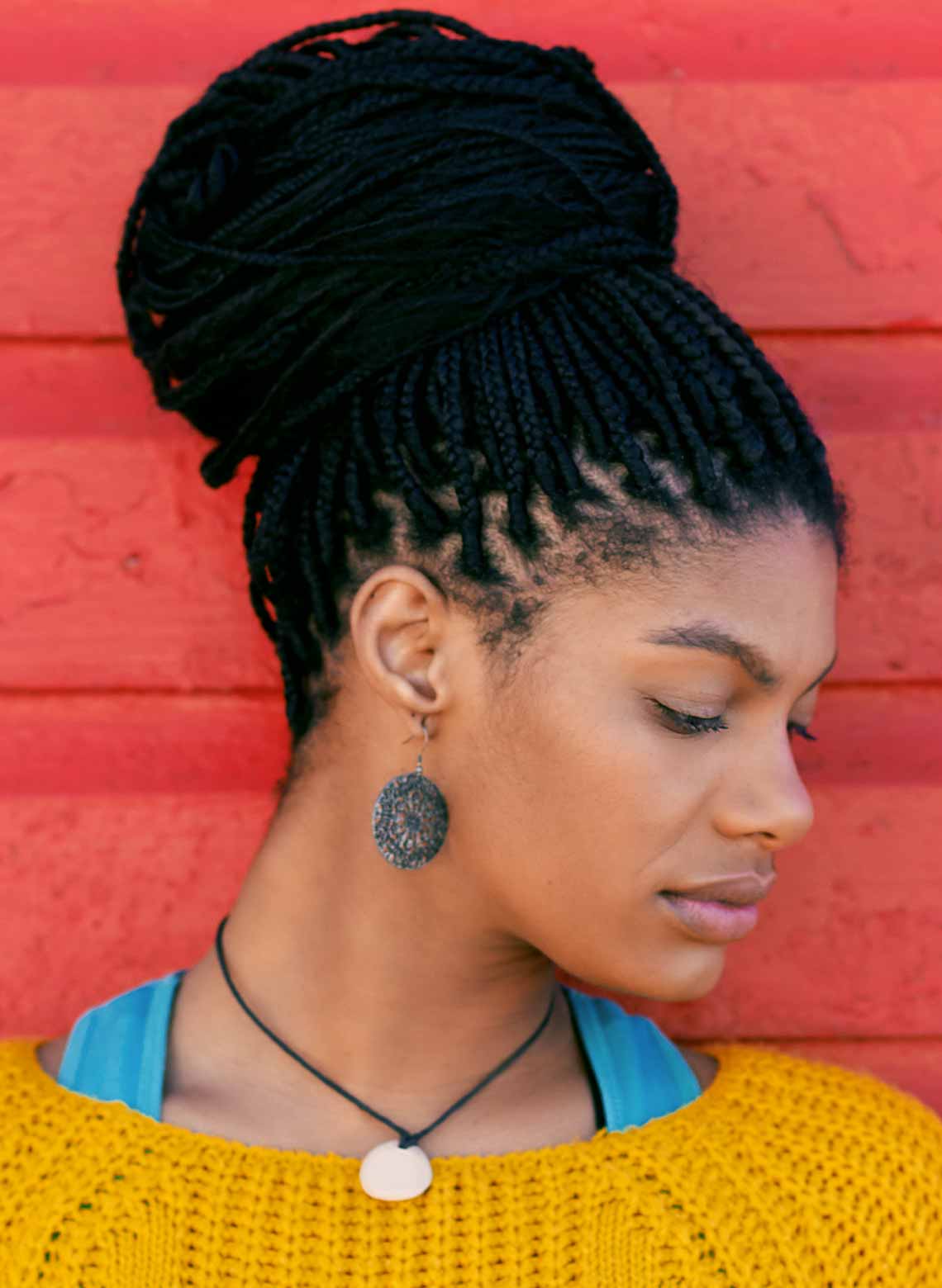 Thick Coily Black Box Braids High Bun Thick Coily Black Box Braids High Bun — Simple Box Braids