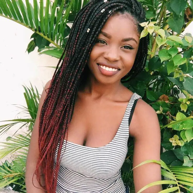 Long Box Braids Black to Red Ombre Long Box Braids Black to Red Ombre — Simple Box Braids