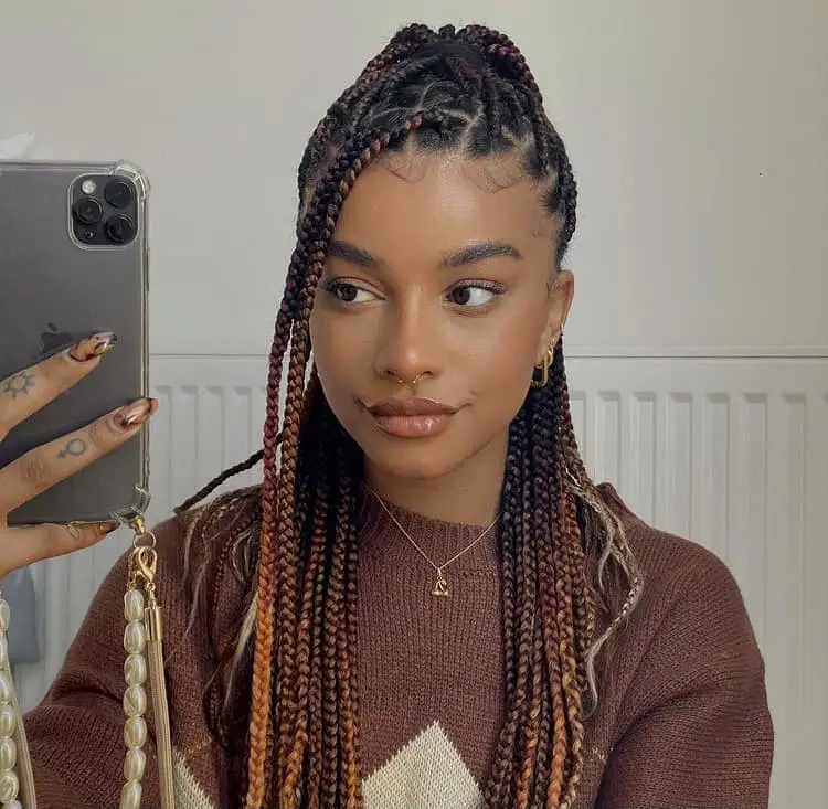 Mid-Back Box Braids With Color Transition Mid-Back Box Braids With Color Transition — Simple Box Braids