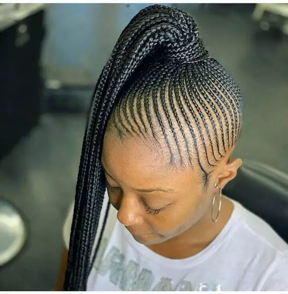 Sleek Cornrows Into High Ponytail Sleek Cornrows Into High Ponytail — Simple Braided Ponytail Hairstyles Black