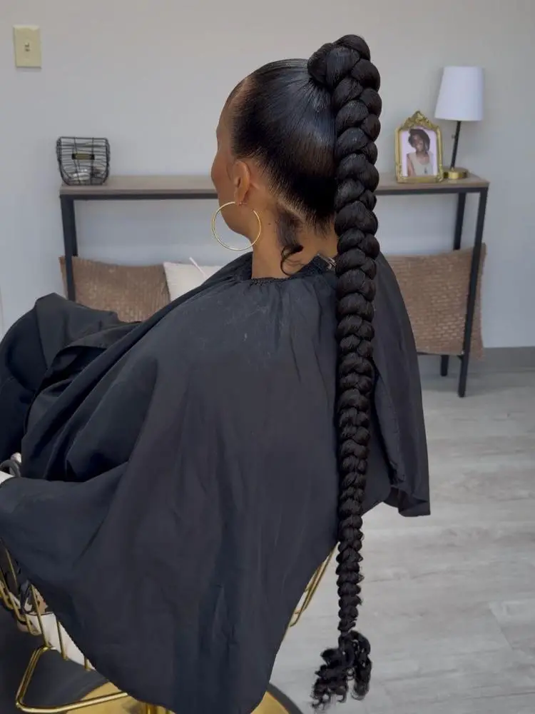 Thick Single Braid High Ponytail Thick Single Braid High Ponytail — Simple Braided Ponytail Hairstyles Black