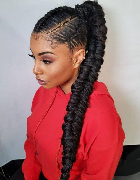 Fishtail Braid Ponytail With Blonde Highlights Fishtail Braid Ponytail With Blonde Highlights — Simple Braided Ponytail Hairstyles Black
