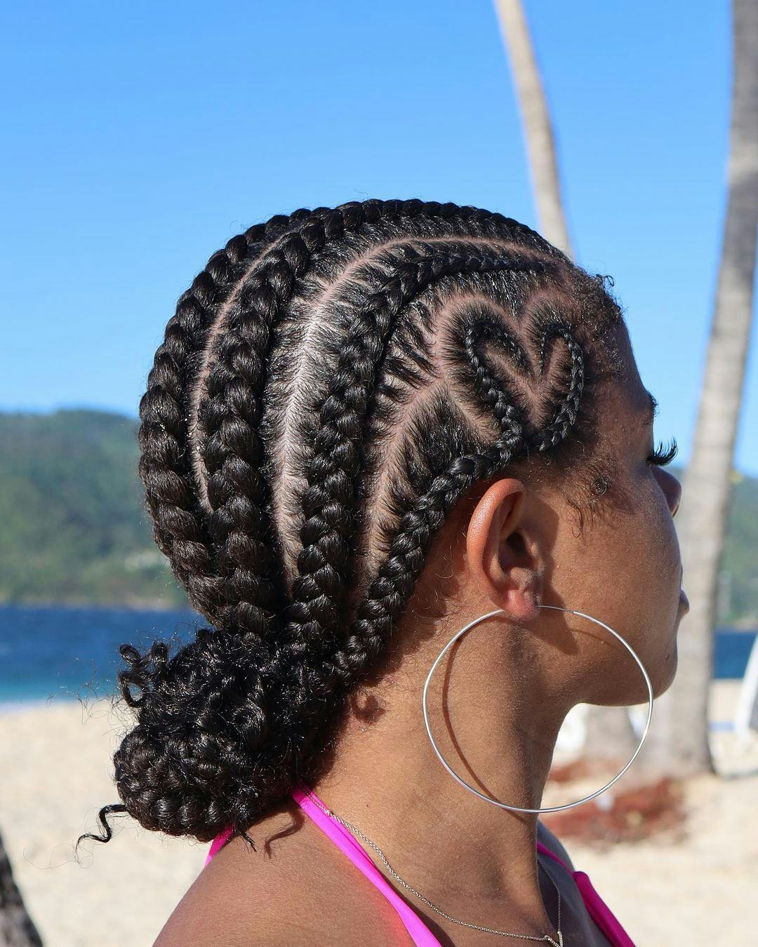 Braided Heart Design Updo Braided Heart Design Updo — Simple Braids for Black Women