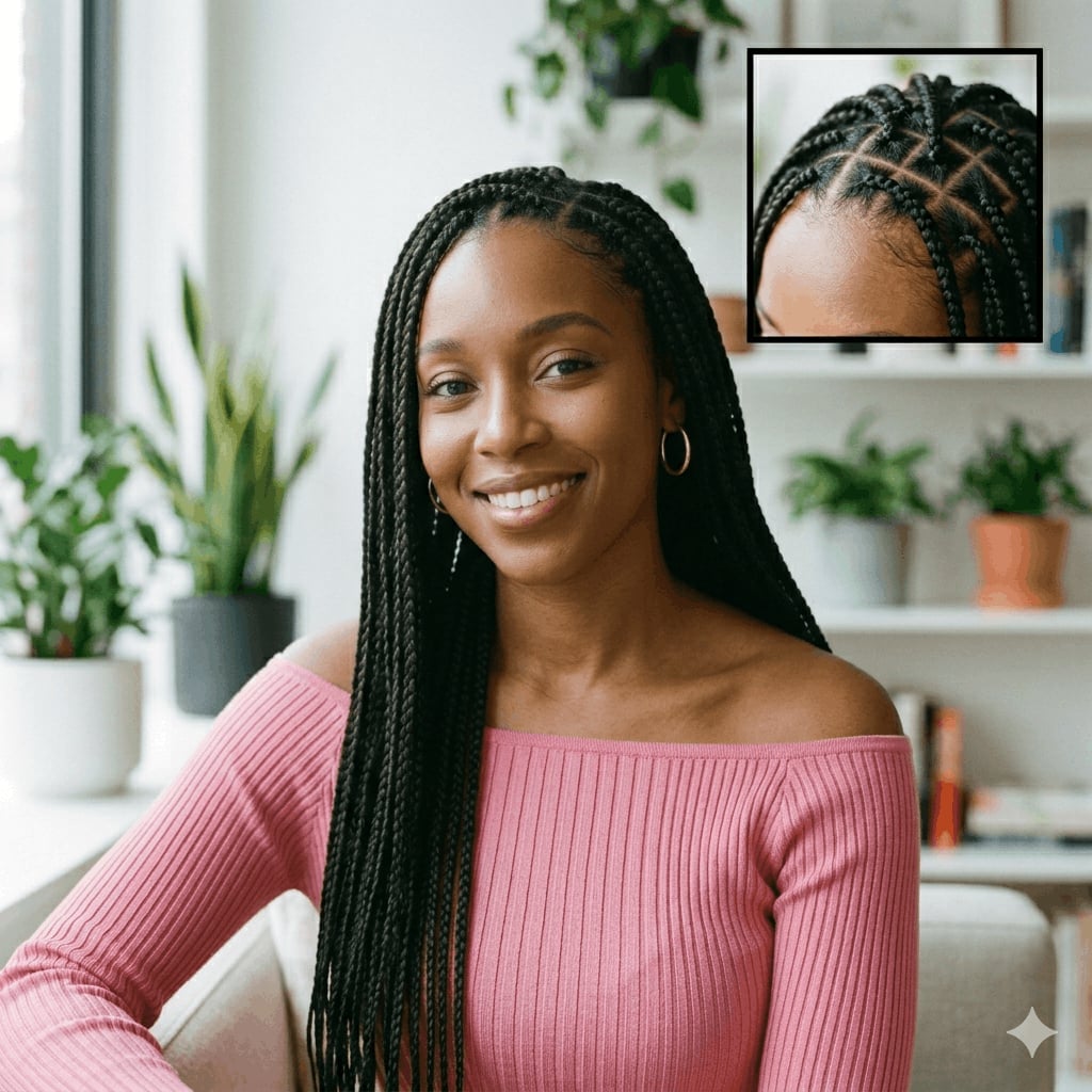 Mid-Back Knotless Braids Neat Parting Mid-Back Knotless Braids Neat Parting — Simple Braids for Black Women