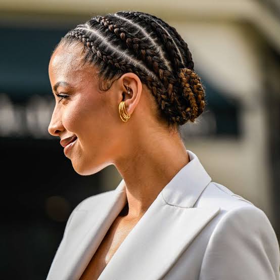 Shoulder Length Cornrows Deep Side Part, Dark Brown Shoulder Length Cornrows Deep Side Part, Dark Brown — Simple Braids for Black Women