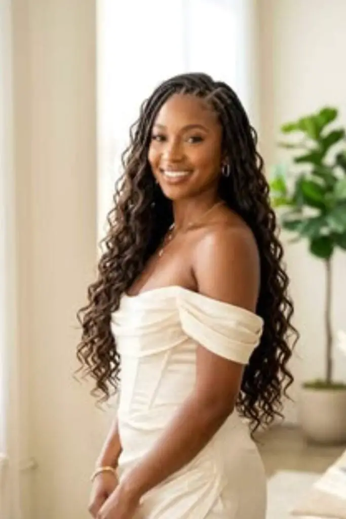 Mid-Back Box Braids With Curly Ends Mid-Back Box Braids With Curly Ends — Simple Braids on Natural Hair