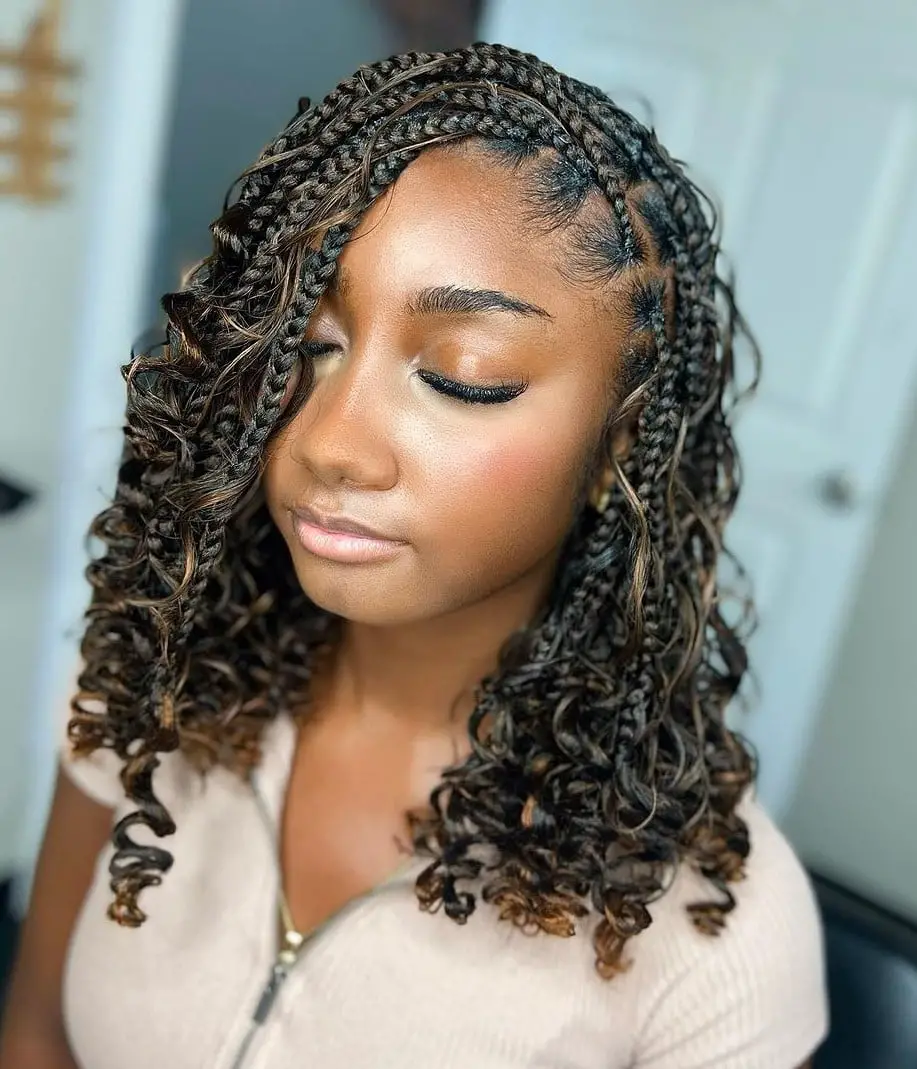 Shoulder Length Box Braids With Honey Highlights Shoulder Length Box Braids With Honey Highlights — Simple Braids on Natural Hair