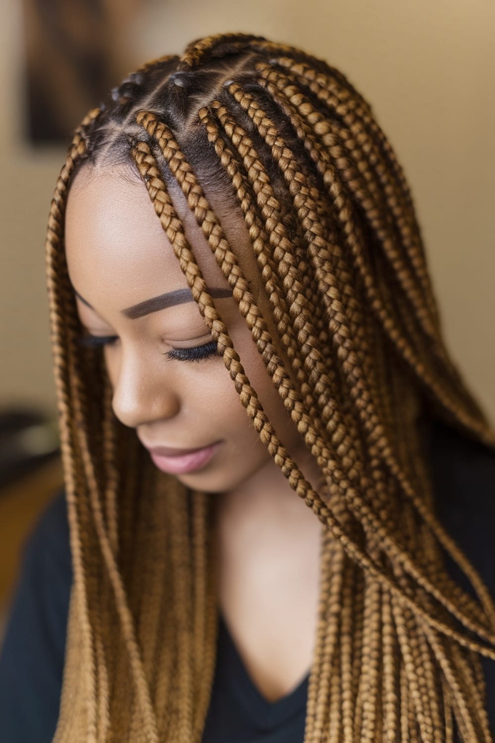 Mid-Back Cornrows With Geometric Pattern, Close-Up Take Mid-Back Cornrows With Geometric Pattern, Close-Up Take — Simple Braids on Natural Hair