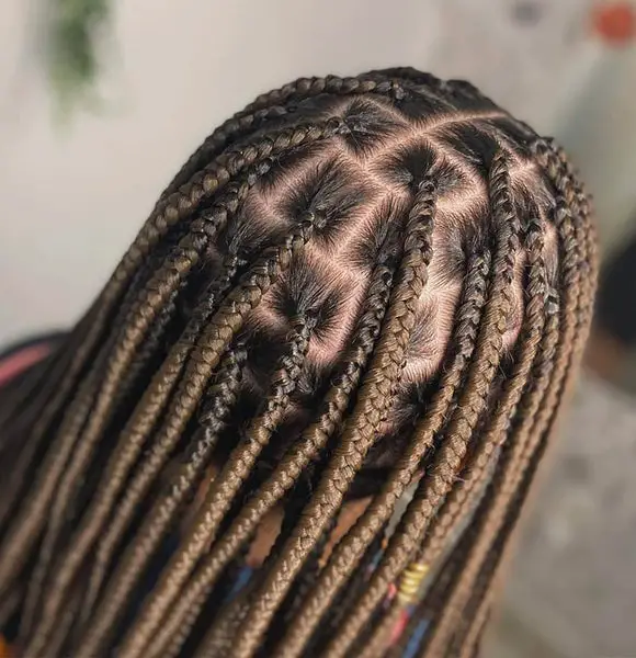 Mid-Back Braids With Geometric Pattern and Thick Texture Mid-Back Braids With Geometric Pattern and Thick Texture — Simple Braids on Natural Hair