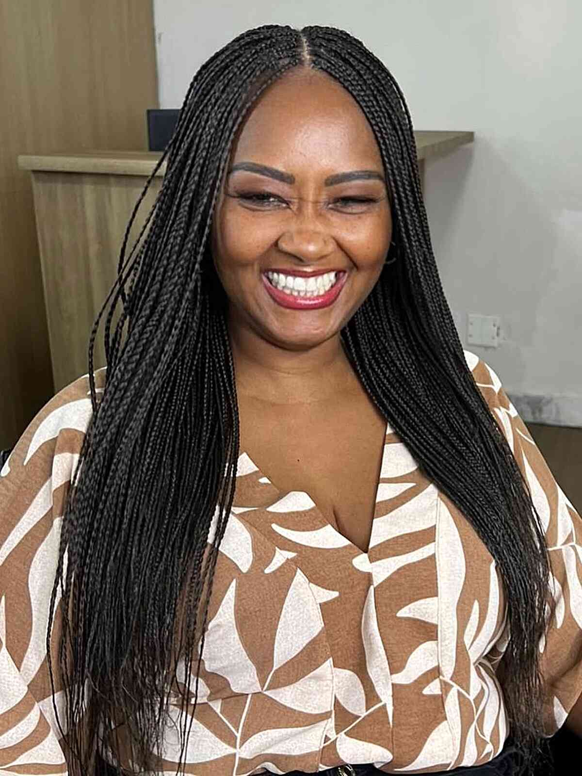Mid-Back Cornrows With Loose Coily Braids, Office-Safe Version Mid-Back Cornrows With Loose Coily Braids, Office-Safe Version — Simple Braids on Natural Hair