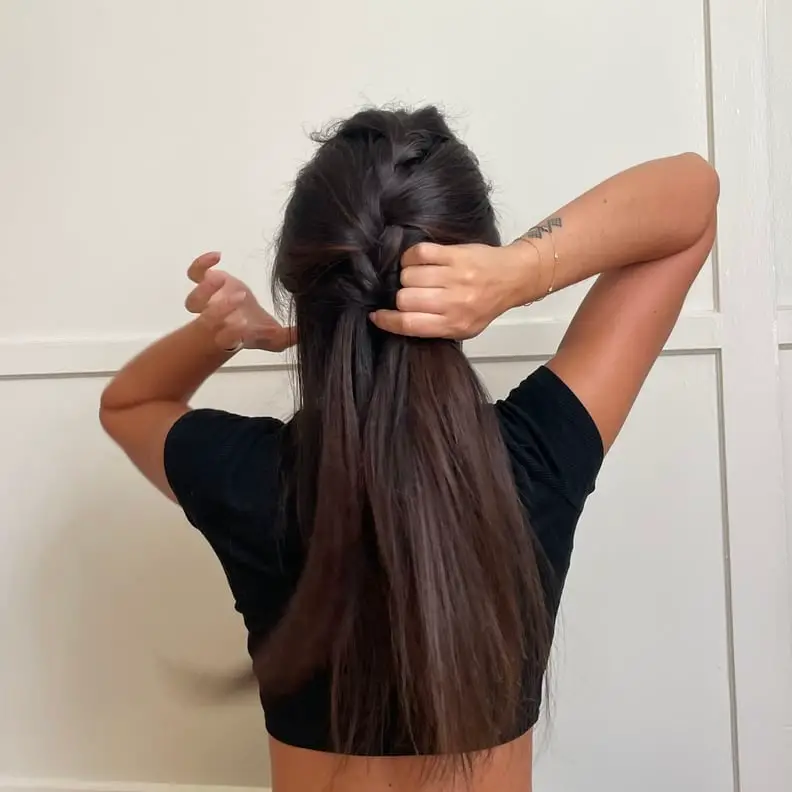 Mid-Back Dark Brown French Braid Mid-Back Dark Brown French Braid — Simple Braids on Top