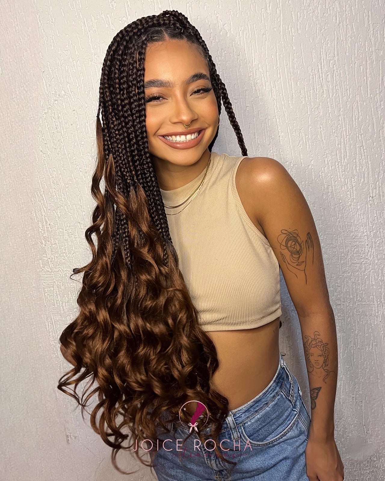 Mid-Back Box Braids With Wavy Ends Mid-Back Box Braids With Wavy Ends — Simple Braids on Top