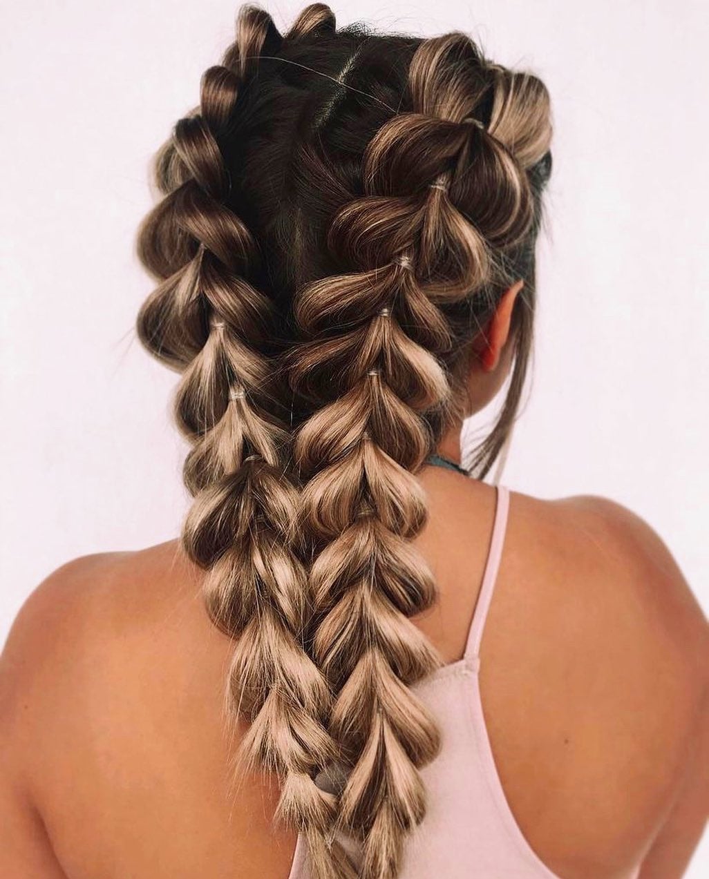 Voluminous Double Braids With Highlights Voluminous Double Braids With Highlights — Simple Braids on Top