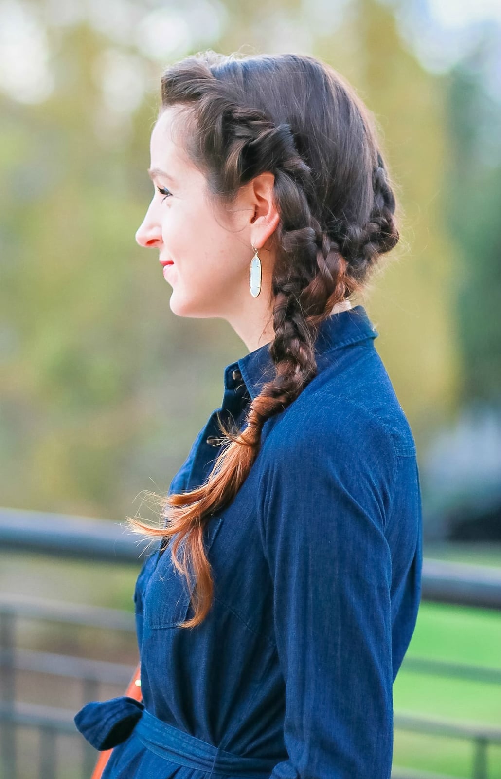 Mid-Back Dark Brown Braid With Auburn Highlights Mid-Back Dark Brown Braid With Auburn Highlights — Simple Braids to the Side