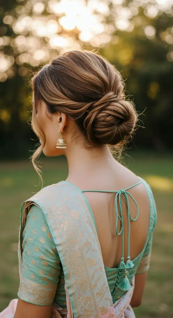Dark Blonde Twisted Bun With Face-Framing Tendrils — Simple Bridal Bun