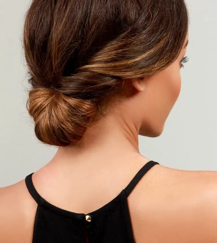 Brown Twisted Collarbone Bun — Simple Bridal Bun