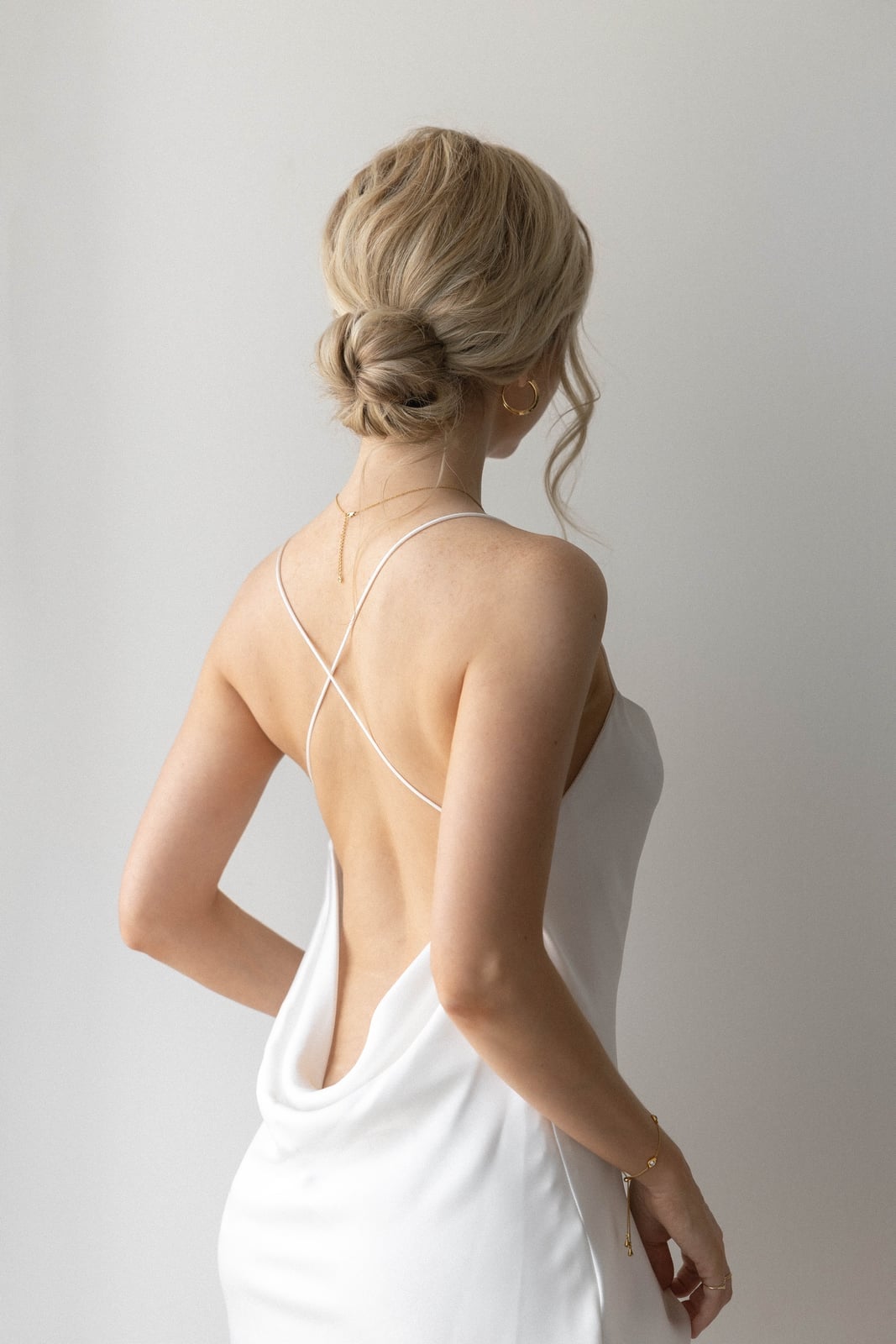 Ash Blonde Wavy Updo With Face-Framing Strands — Simple Bridal Bun