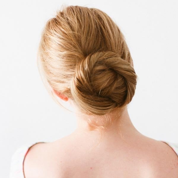 Light Brown Medium Density Low Bun — Simple Bridal Bun
