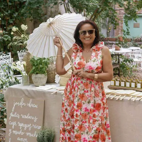 Vibrant Floral Print A-Line Midi Dress — Simple Bridal Shower Outfits for Guest