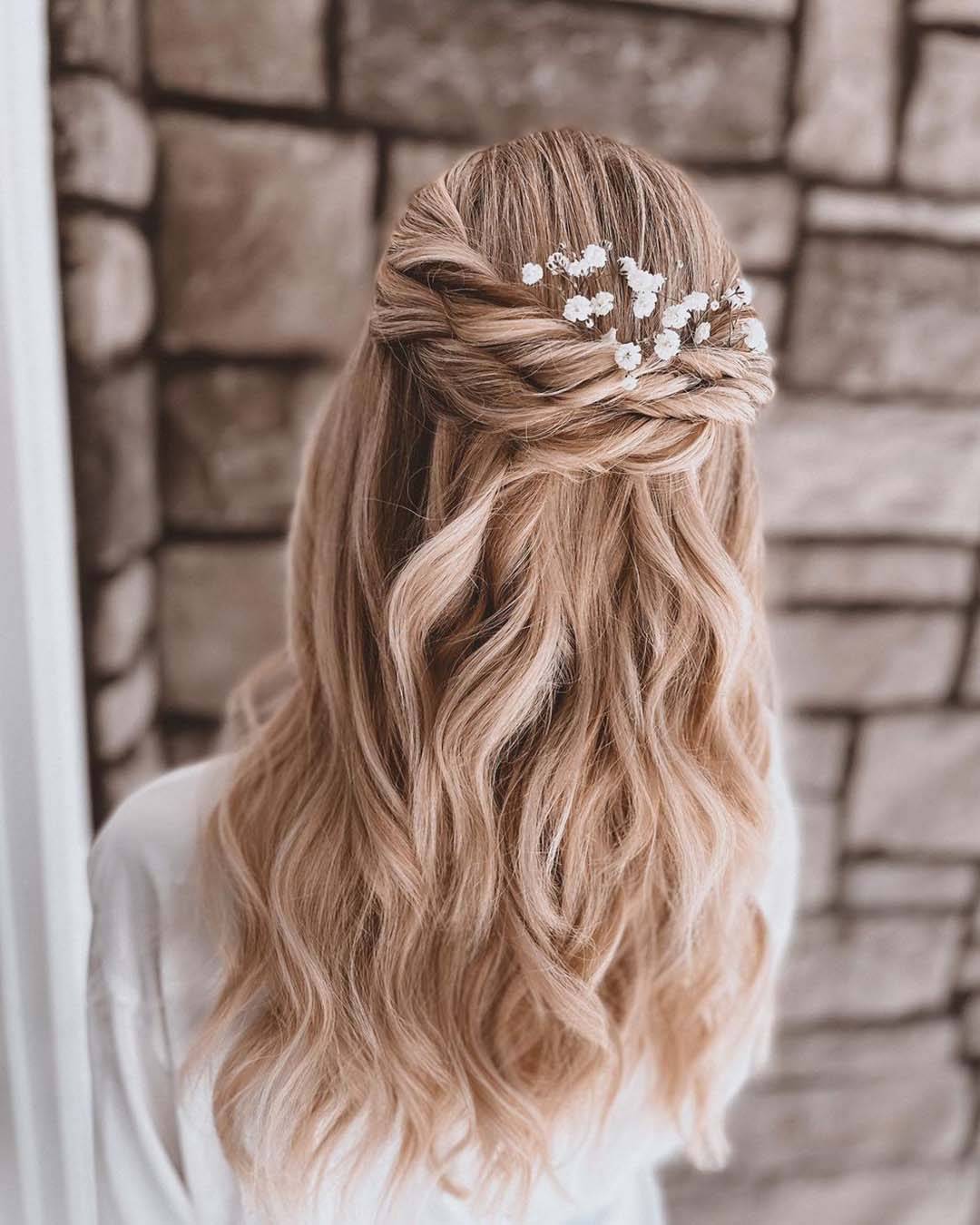 Ash Blonde Half Up With Twisted Sections Ash Blonde Half Up With Twisted Sections — Simple Bridesmaid Hairstyles Half Up