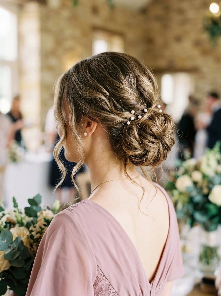 Romantic Updo With Braids and Pearls Romantic Updo With Braids and Pearls — Simple Bridesmaid Updos
