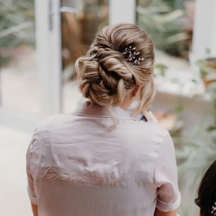 Intricate Braided Updo With Loose Tendrils Intricate Braided Updo With Loose Tendrils — Simple Bridesmaid Updos