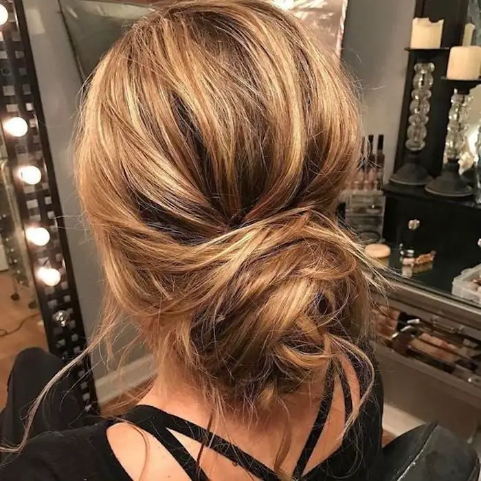 Effortless Textured Low Bun Effortless Textured Low Bun — Simple Bridesmaid Updos