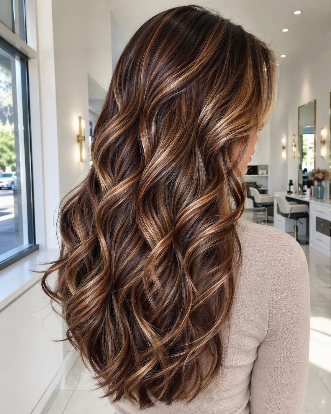 Mid-Back Medium Brown With Natural Lighter Brown Highlights Mid-Back Medium Brown With Natural Lighter Brown Highlights — Simple Brown Highlights