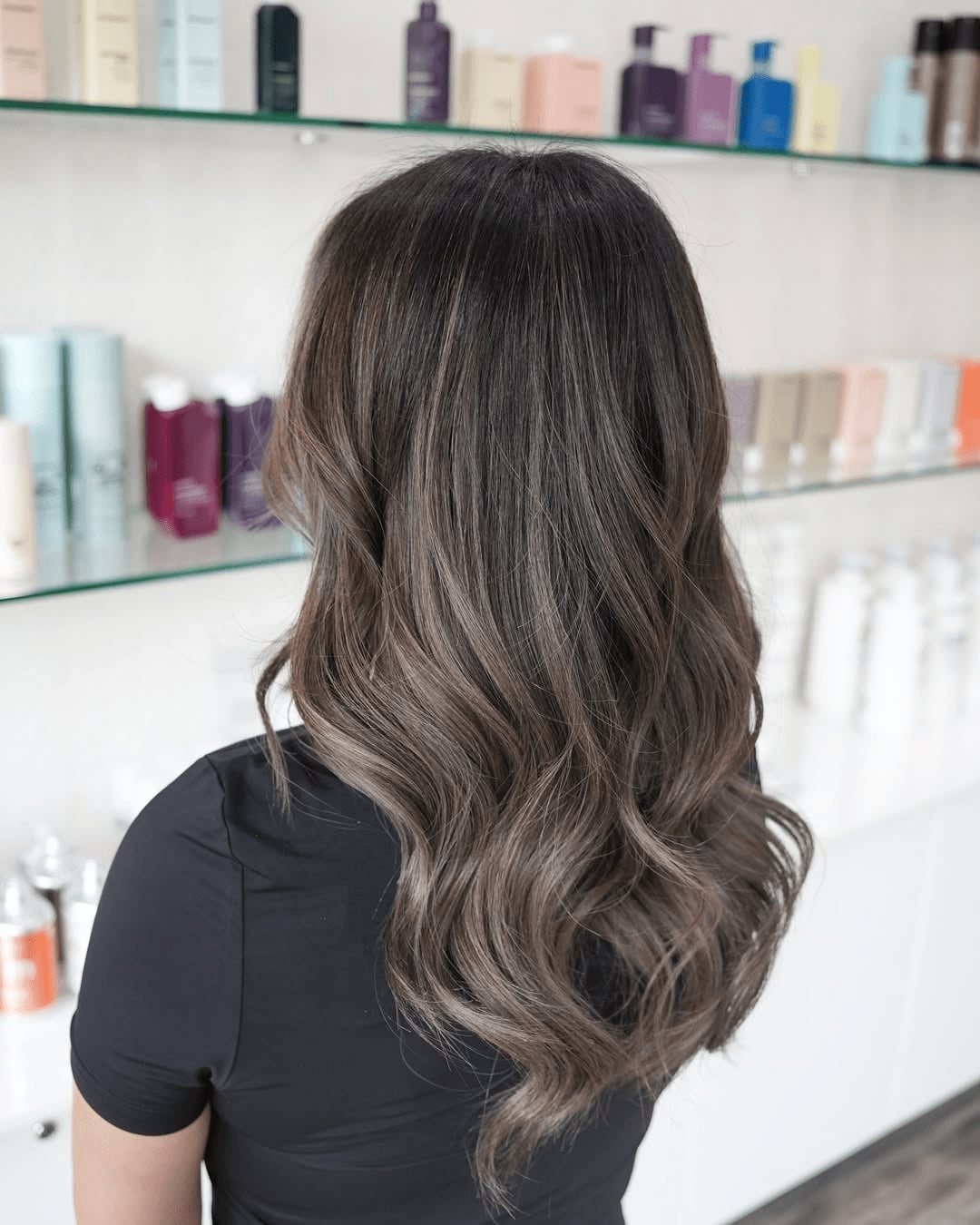 Collarbone Dark Brown With Ash Brown Highlights — Simple Brunette Highlights