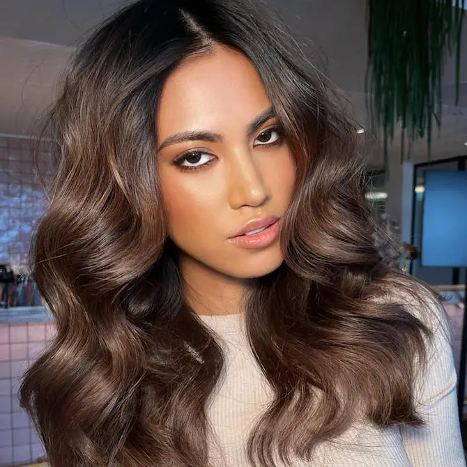 Shoulder Length Dark Brunette With Blonde Highlights — Simple Brunette Highlights