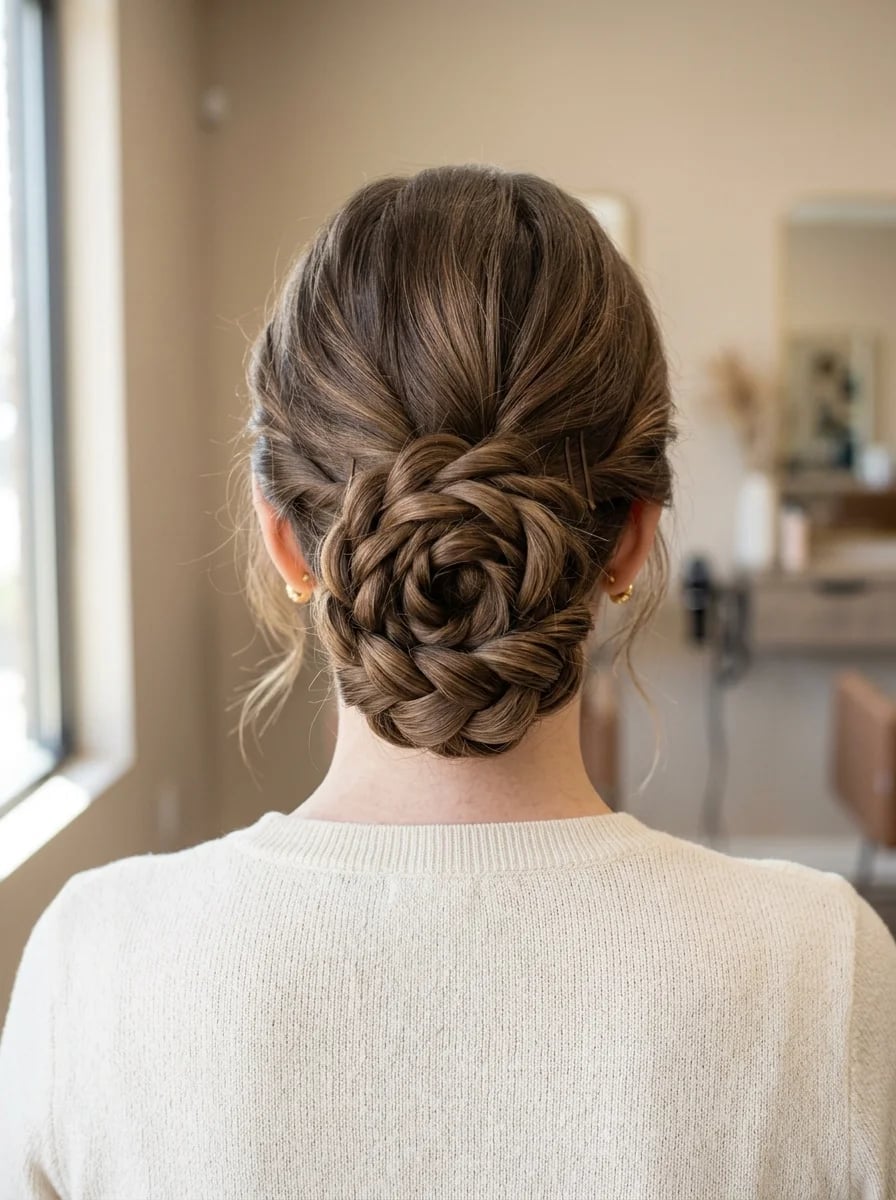 Intricate Flower Braided Bun Intricate Flower Braided Bun — Simple Bun Braids