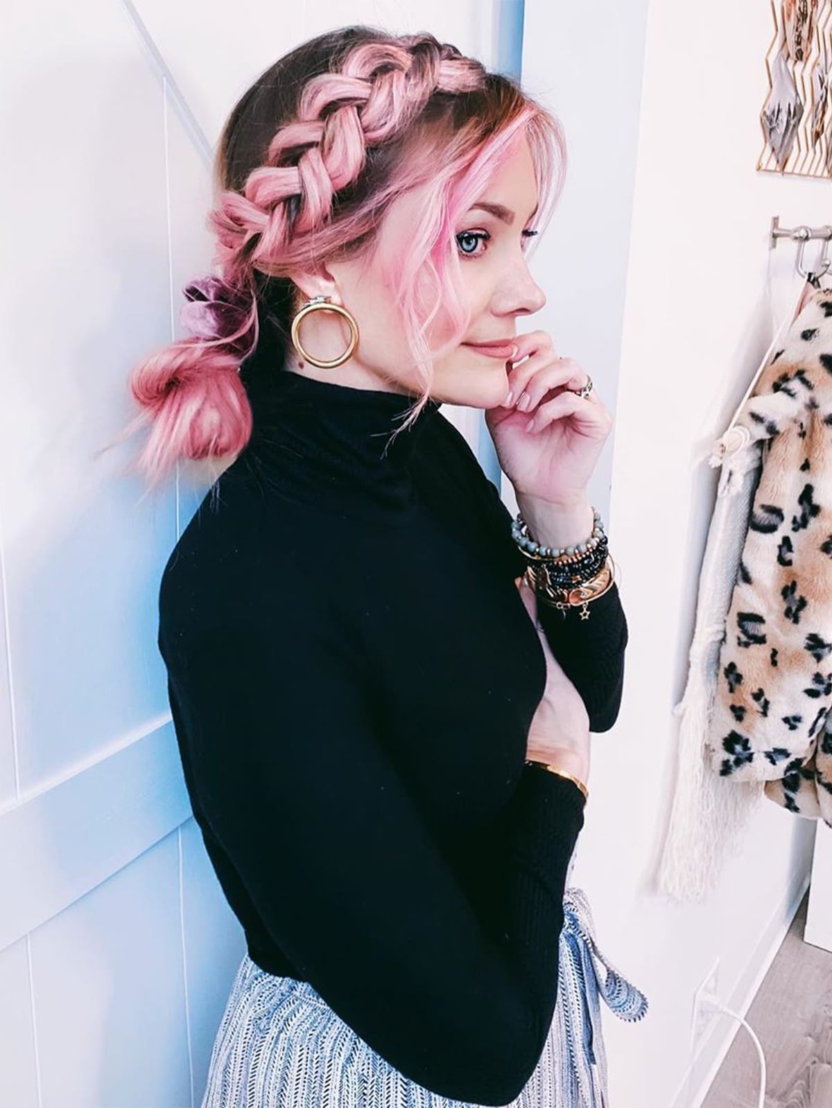 Pink Dutch Braids to Low Ponytails Pink Dutch Braids to Low Ponytails — Simple Bun Braids