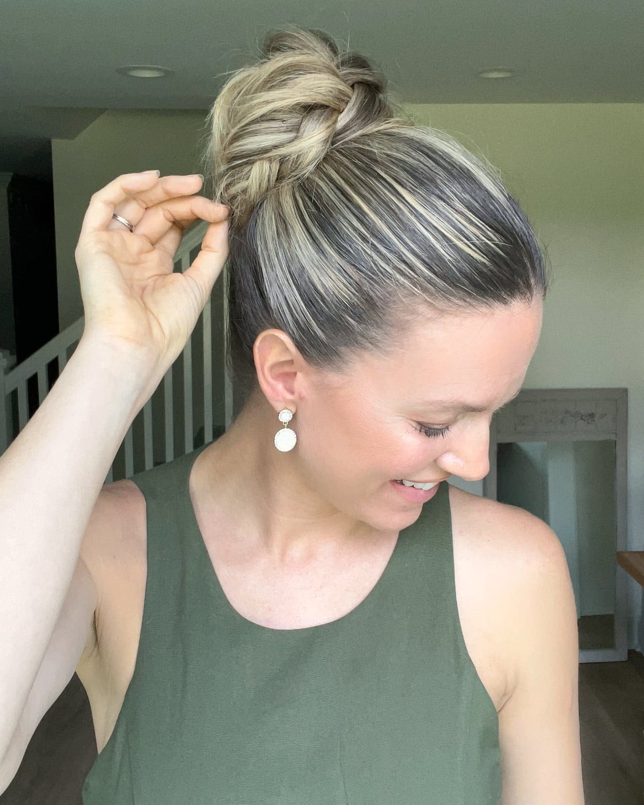 High Blonde Braided Bun With Dark Roots High Blonde Braided Bun With Dark Roots — Simple Bun Braids