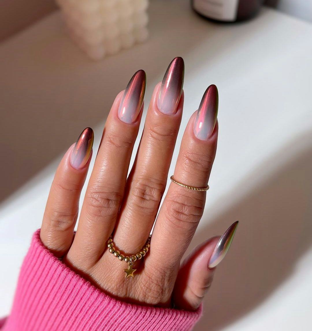 Medium Square Deep Burgundy Glossy Nails — Simple Burgundy Chrome Nails