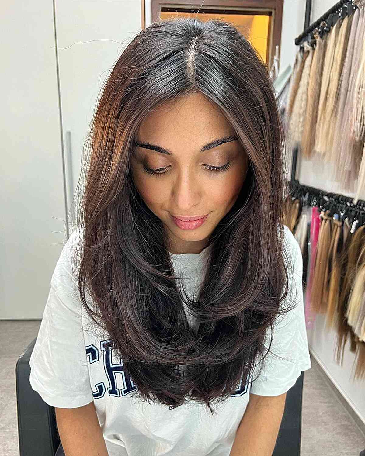 Mid-Back Butterfly With Subtle Balayage Mid-Back Butterfly With Subtle Balayage — Simple Butterfly Haircut
