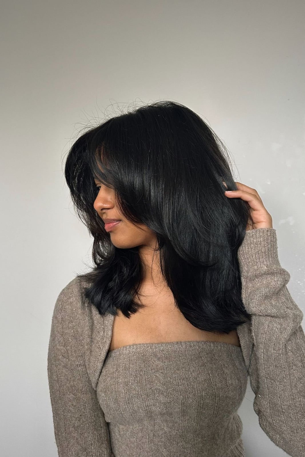 Collarbone Black Butterfly Side Part, Straight Collarbone Black Butterfly Side Part, Straight — Simple Butterfly Haircut