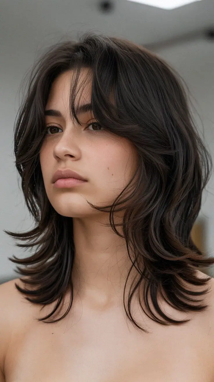 Shoulder Length Dark Brown Butterfly Shoulder Length Dark Brown Butterfly — Simple Butterfly Haircut