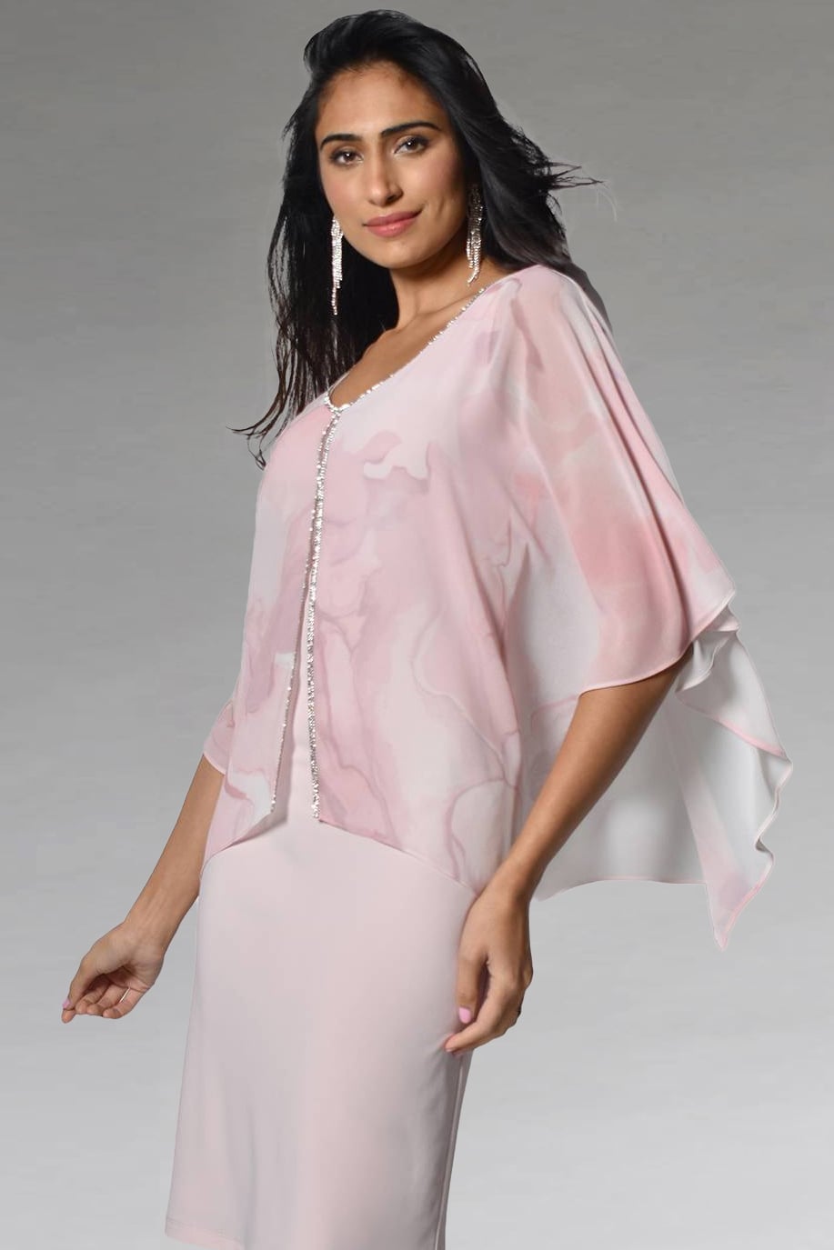 Pink Dress with Flowing Cape Sleeves Pink Dress with Flowing Cape Sleeves — Simple Cape Outfits