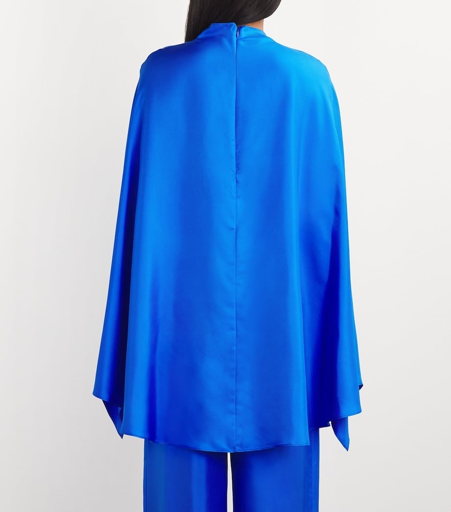 Oversized Blue Silk Cape for Evening Oversized Blue Silk Cape for Evening — Simple Cape Outfits