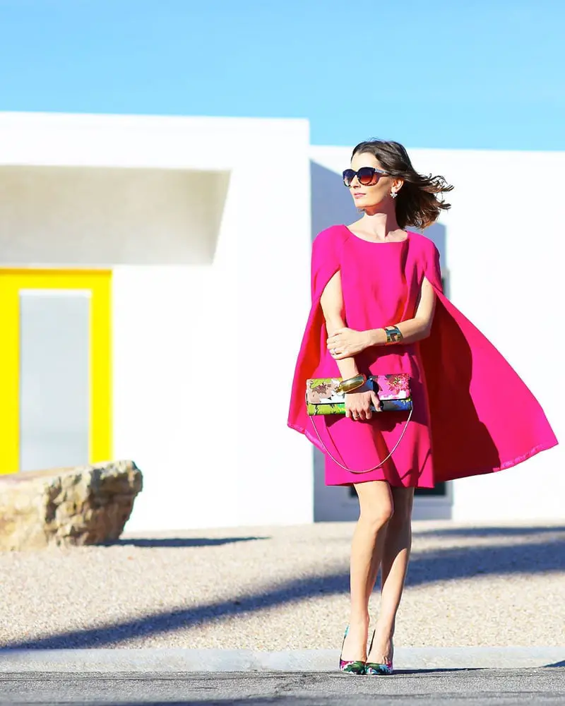 Vibrant Cape Overlay Shift Dress Vibrant Cape Overlay Shift Dress — Simple Cape Outfits
