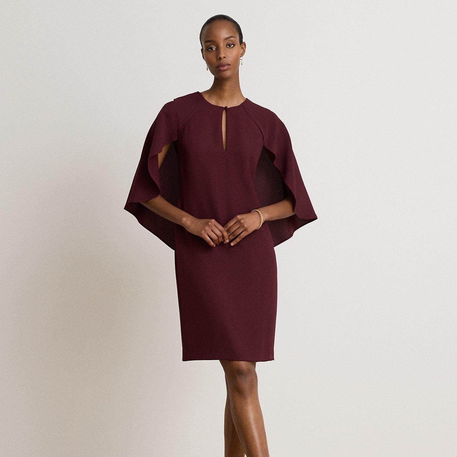 Sheath Dress with Integrated Cape Sleeves Sheath Dress with Integrated Cape Sleeves — Simple Cape Outfits