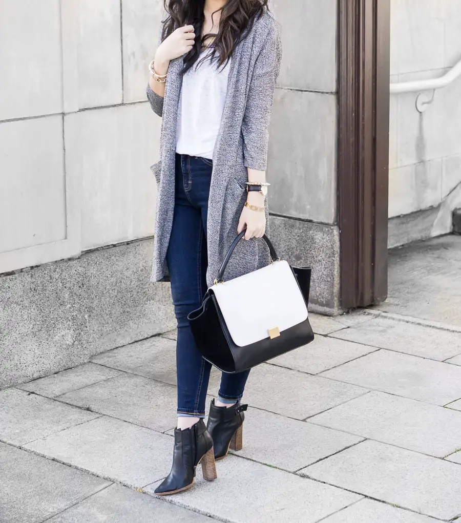 Colorful Crochet Cardigan With Denim Skirt — Simple Cardigan Outfits Ideas