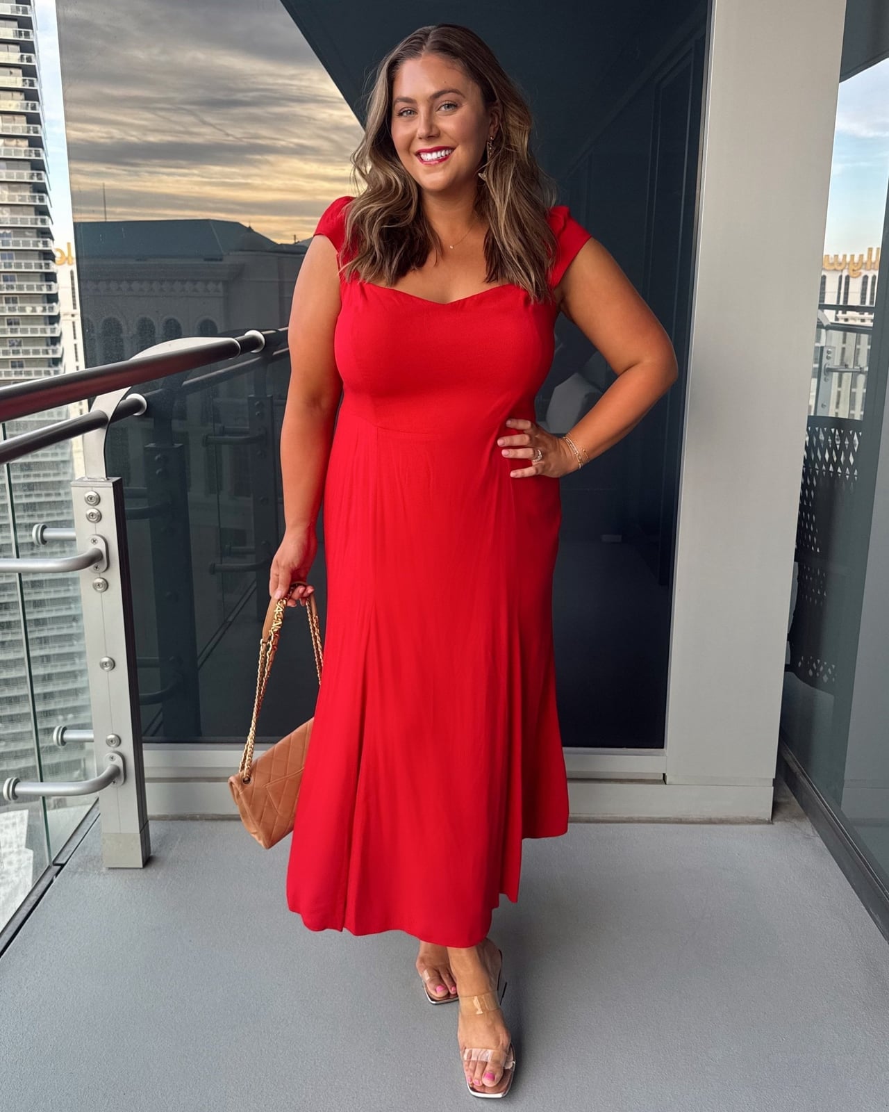 Vibrant Red Fit-And-Flare Midi Dress Vibrant Red Fit-And-Flare Midi Dress — Simple Casino Outfits