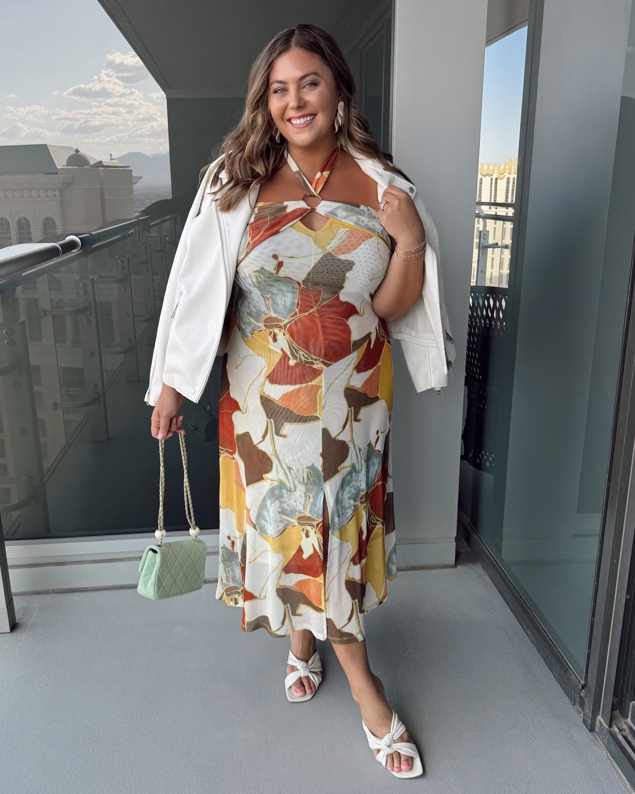 Floral Print Midi Dress with Draped Jacket Floral Print Midi Dress with Draped Jacket — Simple Casino Outfits