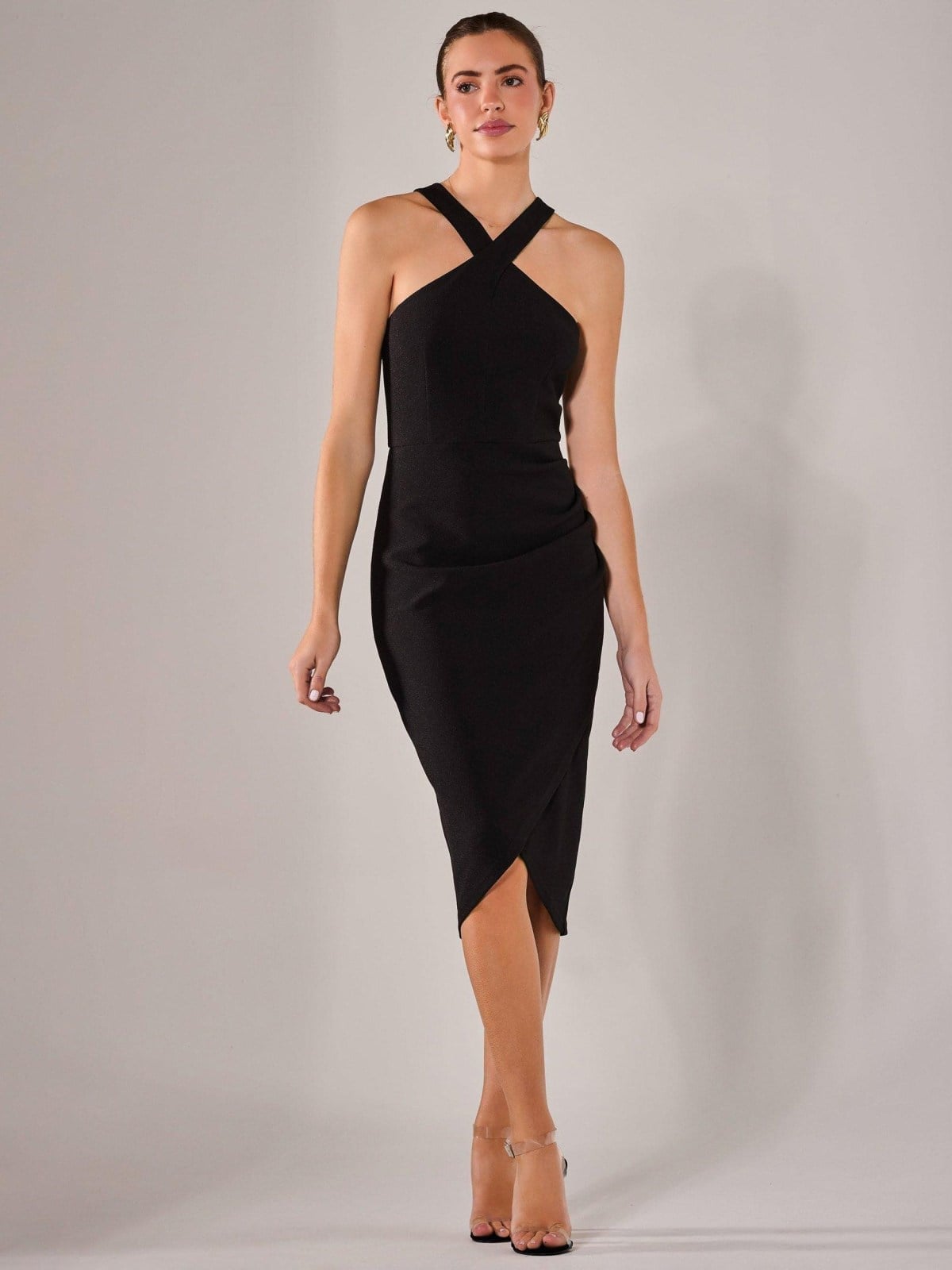 Textured Halter Neck Midi Dress Textured Halter Neck Midi Dress — Simple Casino Outfits