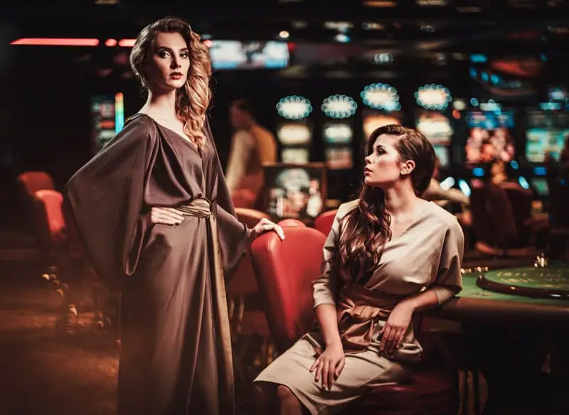 Draped Taupe Silk Gown with Kimono Sleeves Draped Taupe Silk Gown with Kimono Sleeves — Simple Casino Outfits