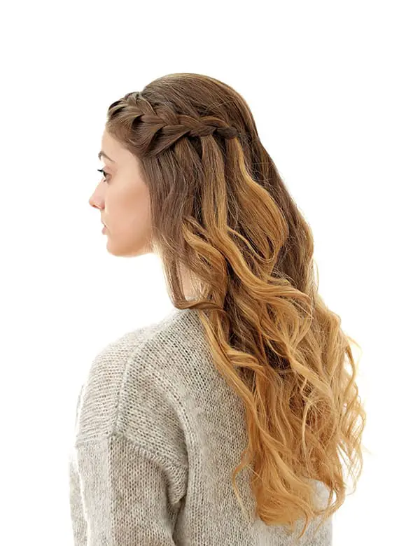 Long Wavy Hair With Waterfall Braid Long Wavy Hair With Waterfall Braid — Simple Casual Hairstyles