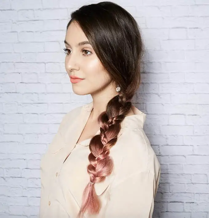 Loose Braid With Pink Ombre Ends Loose Braid With Pink Ombre Ends — Simple Casual Hairstyles