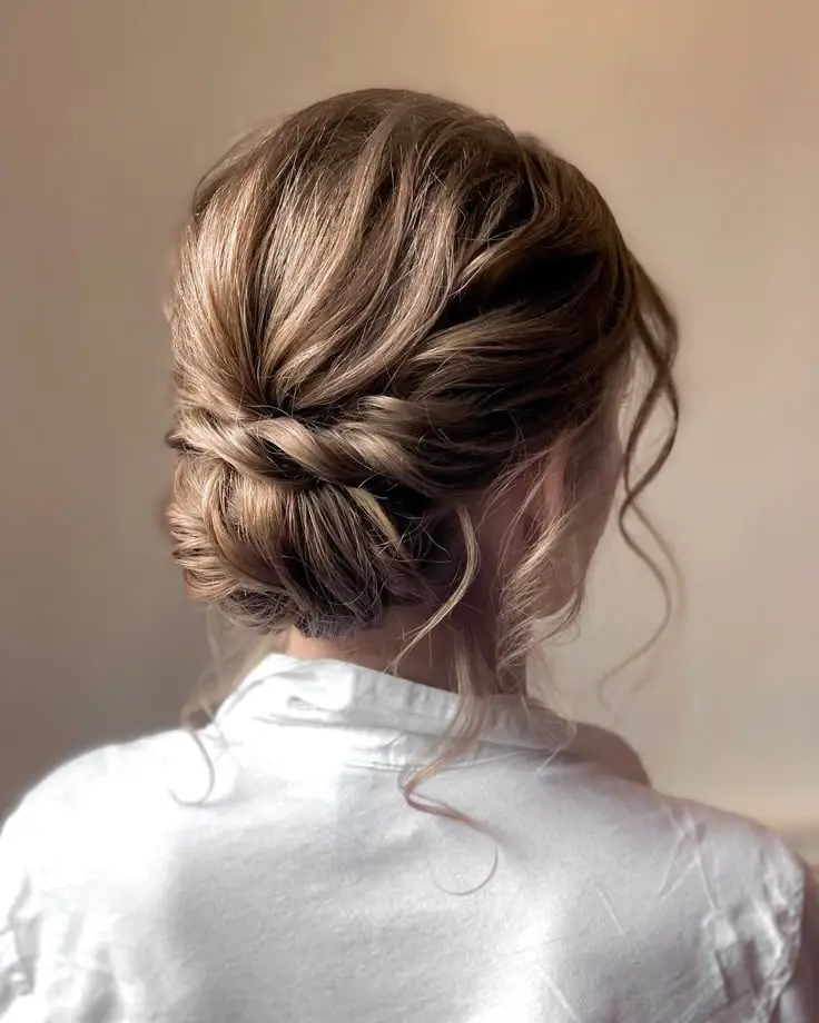 Braided Updo With Romantic Loose Tendrils Braided Updo With Romantic Loose Tendrils — Simple Casual Updo