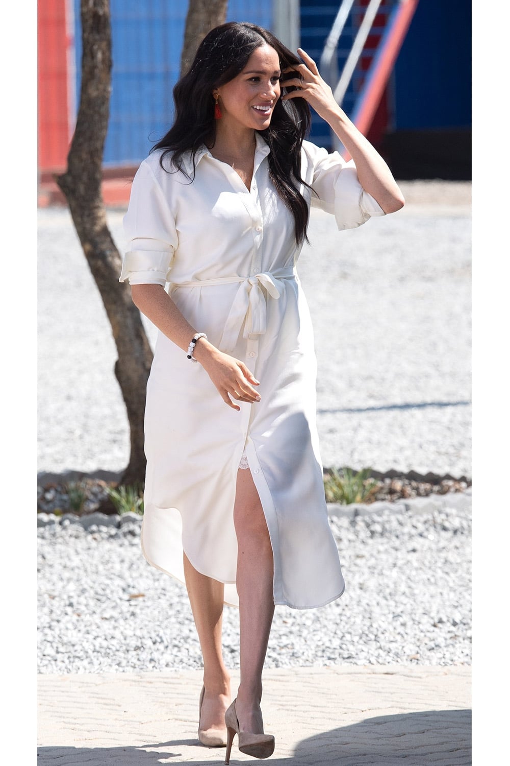 Ivory Silk Shirt Dress With Self-Tie Belt Ivory Silk Shirt Dress With Self-Tie Belt — Simple Celebrities Dresses